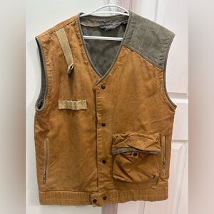 Vintage Timothy E Utility Field Vest Men’s M Brown Ramie Cotton Outdoor Hunting